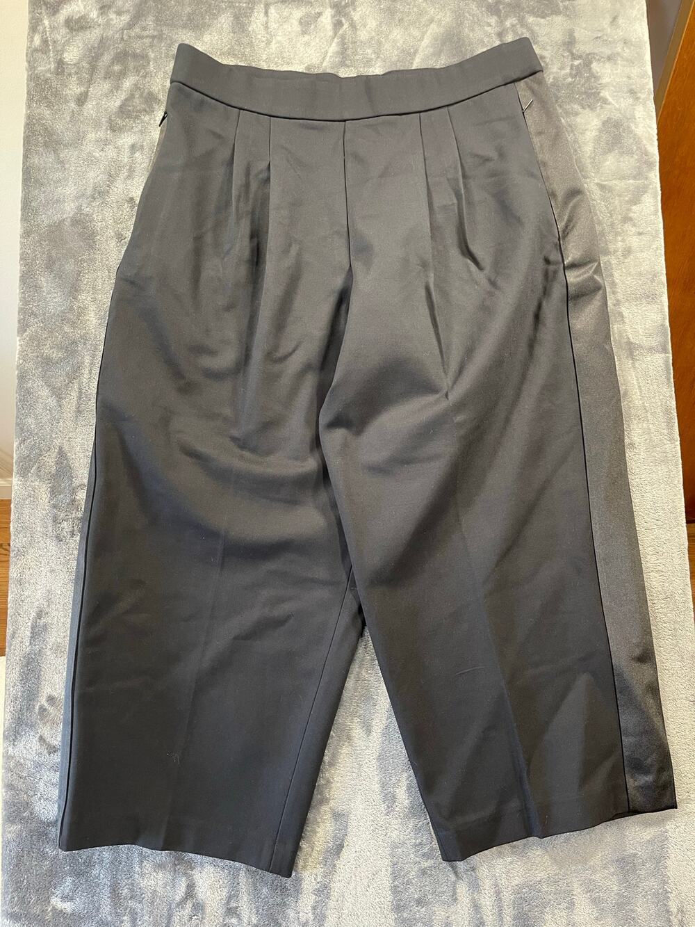 Spanx Ponte Pleated Tuxedo Trousers Black Wide Leg Pants Women's 1X Petite